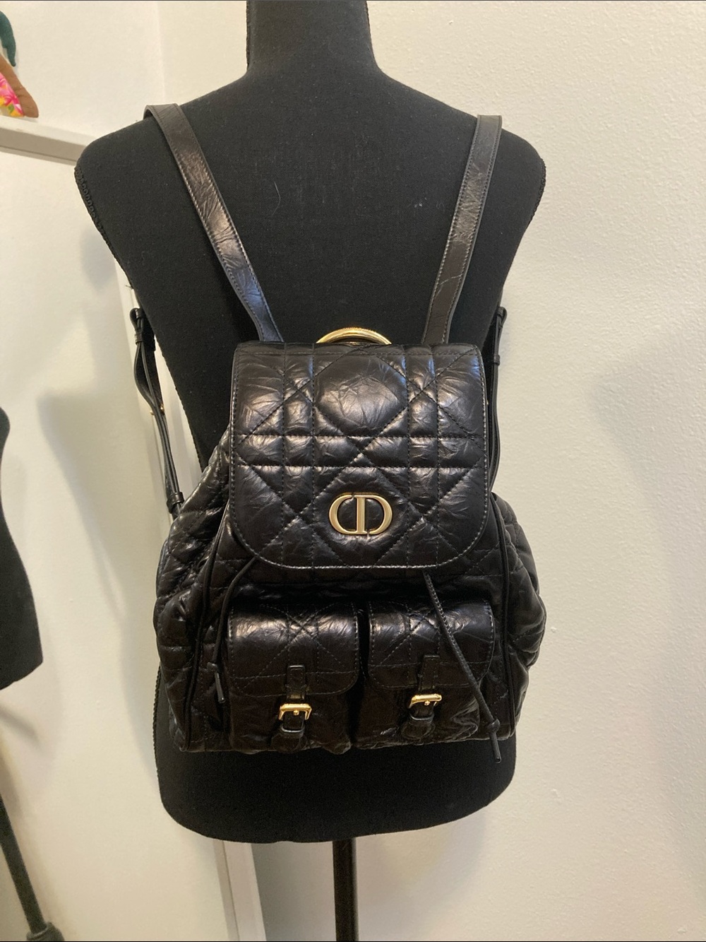 Dior Black Quilted Leather Backpack with Gold CD Hardware